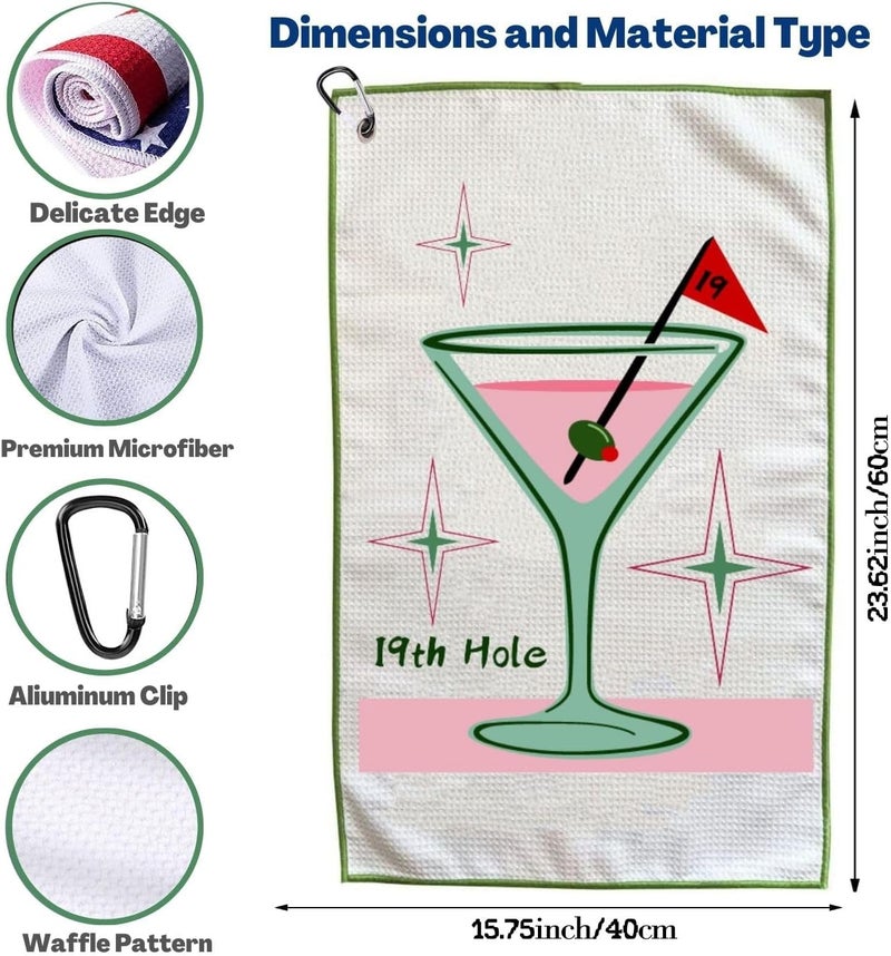 botogift Funny Golf Towel, Printed Golf Towels for Golf Bags with Clip, Golf Gift for Men Husband Boyfriend Dad, Birthday Gifts for Fan -19th Hole - Image 2
